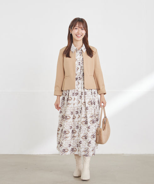 【安めぐみさん着用・2way】花柄リボンタイシャツワンピース