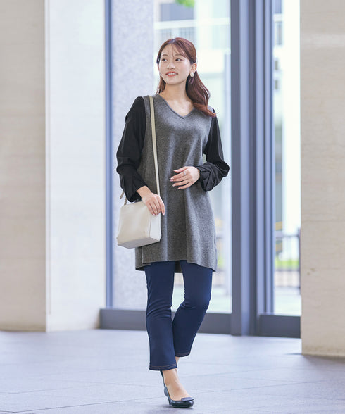 【アウトレット】タック袖コンビニットチュニック