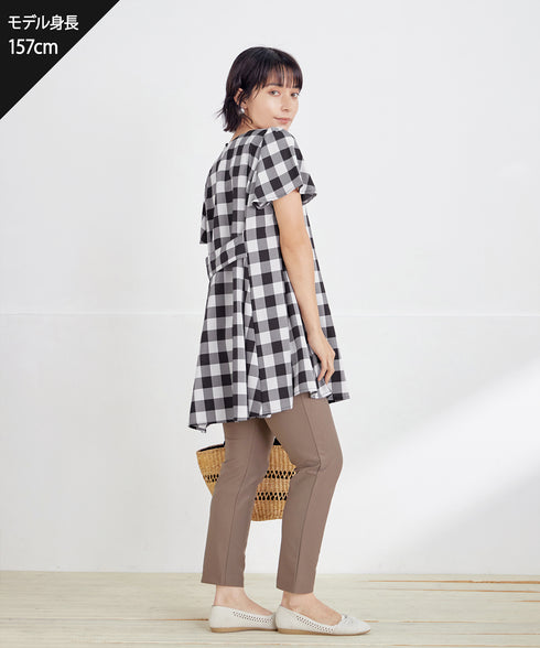 【小倉優子さん着用・選べる袖TYPE】バックフレアチュニックブラウス