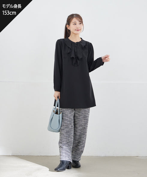 【スマート裏起毛】フリルチュニック