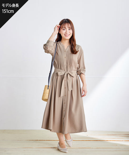 【3way】ピンタックシャツワンピース
