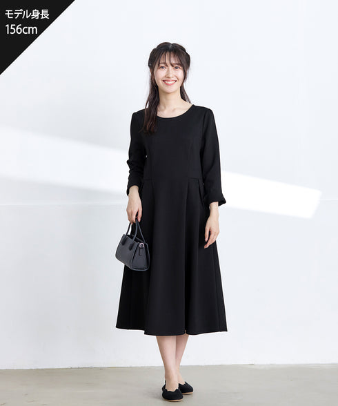 【UVカット・吸水速乾】 “きれい見え” カットソータックフレアワンピース