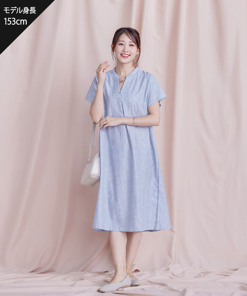 リネンミックススキッパーシャツワンピース