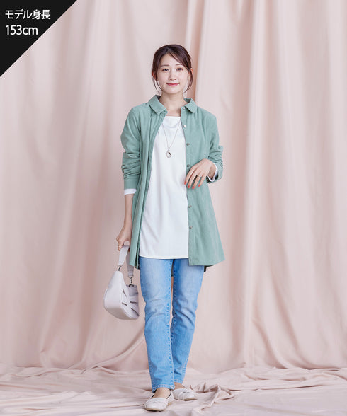 【安田美沙子さん着用 / 選べる裾】 レイヤードヘムカットソーTシャツ