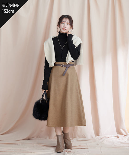 タートルリブニットトップス