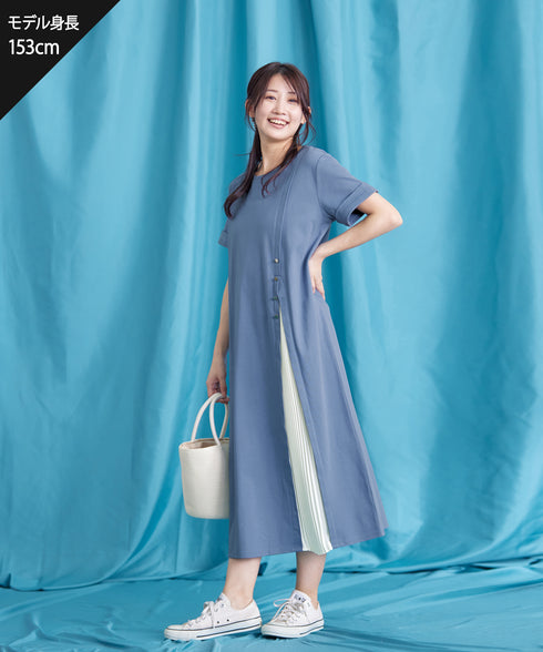 【UVケア・接触冷感】“あまラク” アシメプリーツカットソーワンピース