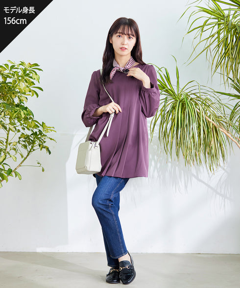 【アウトレット】 【スマート裏起毛】 アシメタックチュニックブラウス
