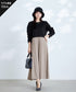 肩ビジュー裏起毛ドッキングワンピース