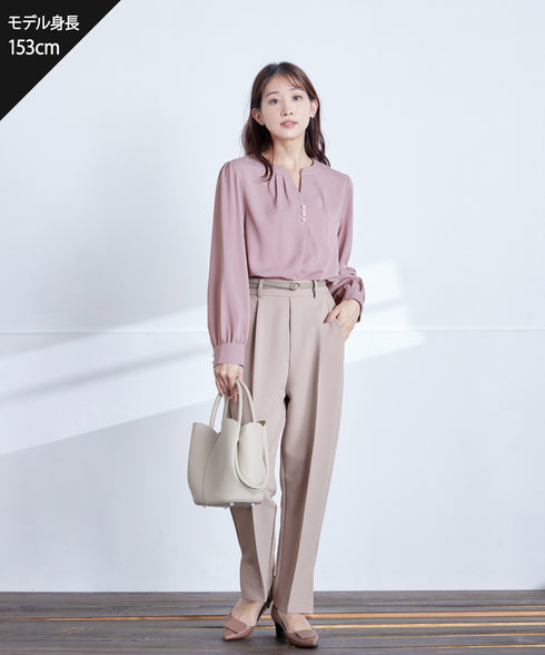 【クリアランスセール】スキッパー衿ボタンブラウス