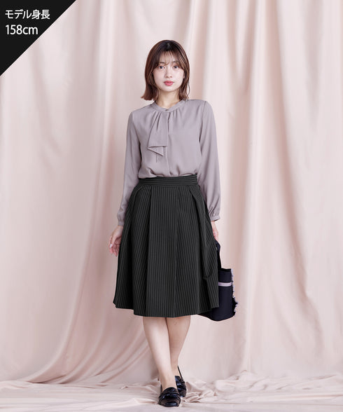 【スマート裏起毛】 ジョーゼットフリルブラウス