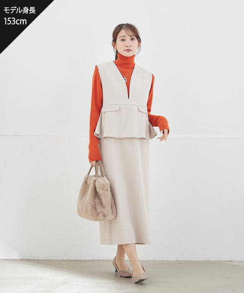 タートルリブニットトップス