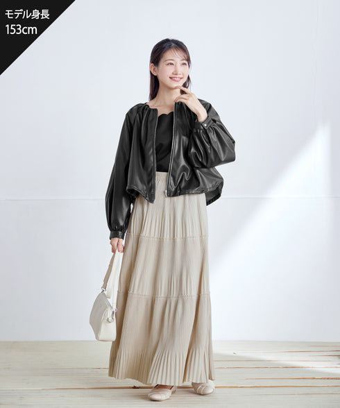 ソフトフェイクレザージップブルゾン