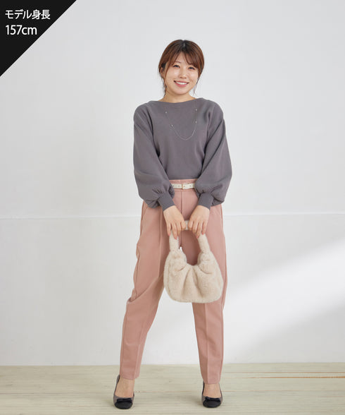 【安田美沙子さん着用】ボリュームパフスリーブニット