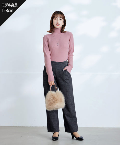 タートルリブニットトップス