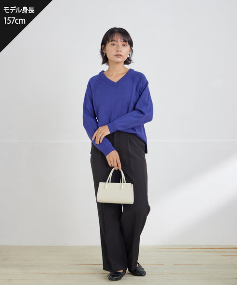 【安田美沙子さん着用 / 選べる2type】ラグランニットトップス