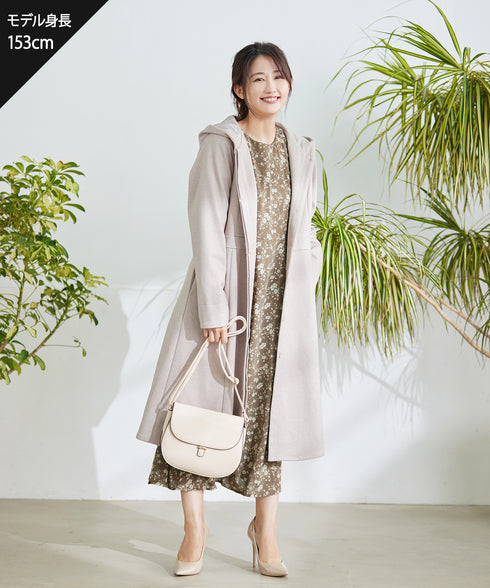 【アウトレット】ウール調フレアフードコート