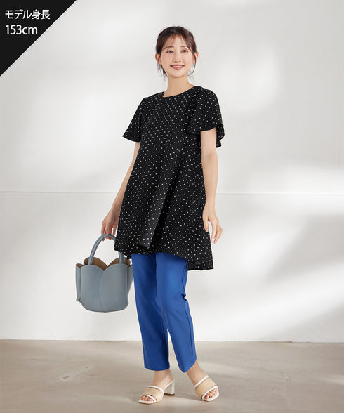 【小倉優子さん着用・選べる袖TYPE】バックフレアチュニックブラウス