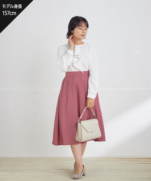 【2WAY】取り外し可能な配色パイピングボウタイブラウス