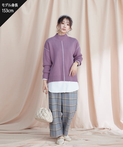 【安田美沙子さん着用】起毛チェック柄ワイドパンツ