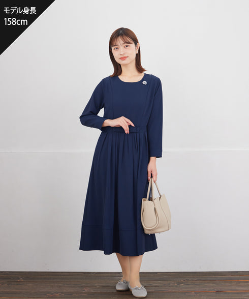 リボンベルトフレアワンピース