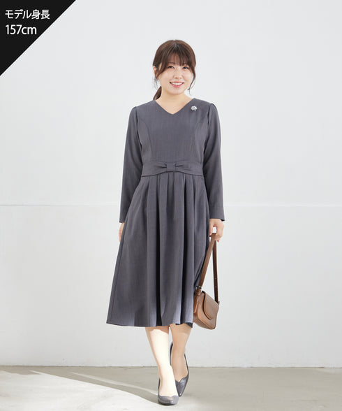 リボンウエスト切替ワンピース