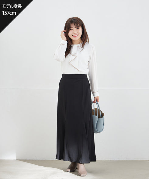 【2WAY】取り外し可能な配色パイピングボウタイブラウス