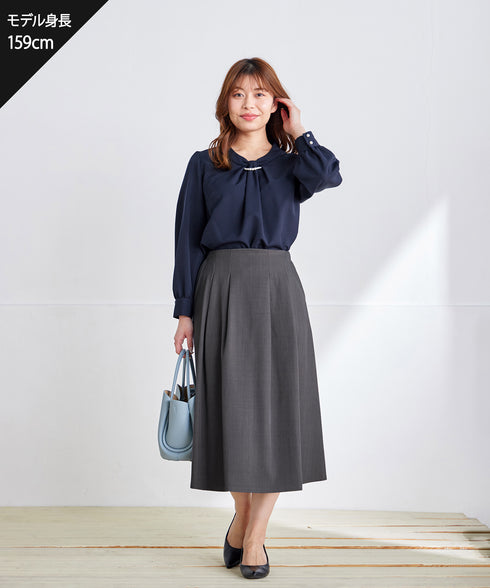 【ダブルクロス】【2way】ボウタイ風ブラウス