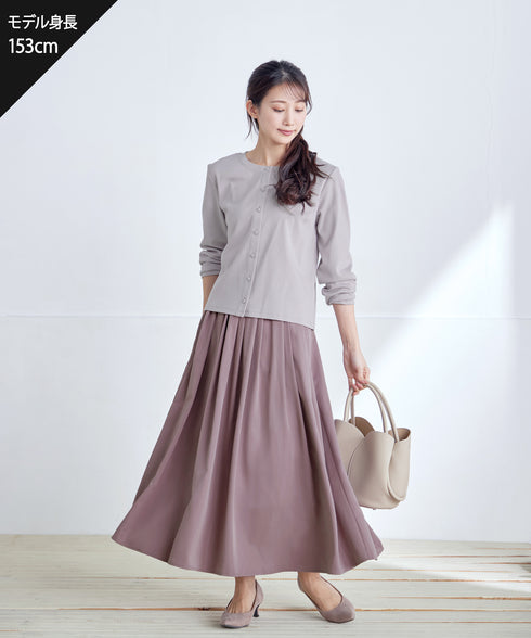 【小倉優子さん着用・洗える・接触冷感・汗ジミ防止】“サマさまカットソー”フレームボタンカーディガン