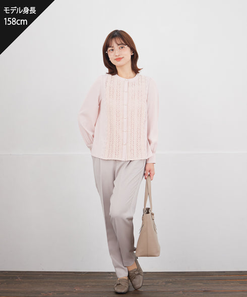 【ブラウス&ベスト&パンツ3点セット】リボンタイブラウス+ベスト付き 3点セットアップ
