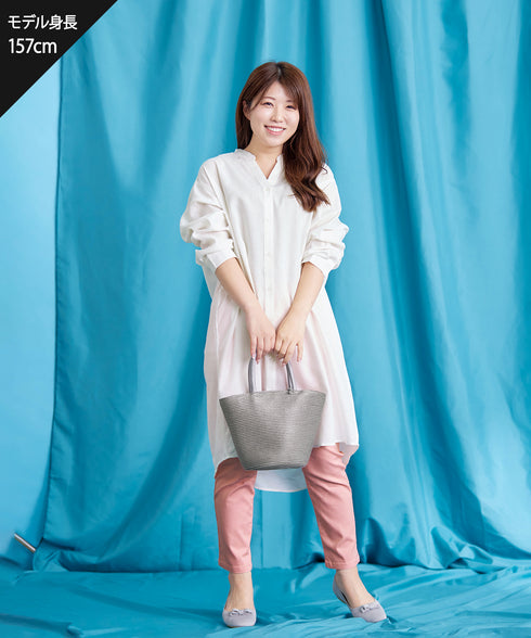 【アウトレット】リネンミックス スキッパー長袖ワンピース