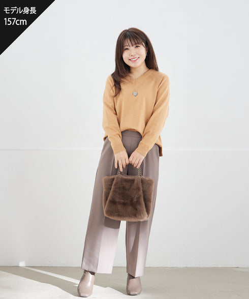 【安田美沙子さん着用 / 選べる2type】ラグランニットトップス