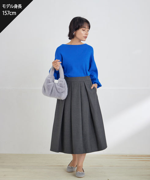 【安田美沙子さん着用】ボリュームパフスリーブニット