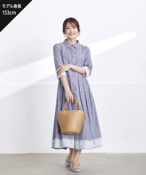 レースコンビシャツワンピース