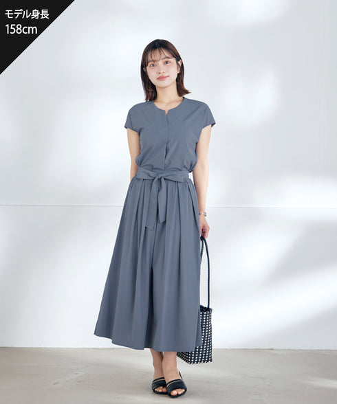 【トップス&スカートセット】ストレッチタフタセットアップ