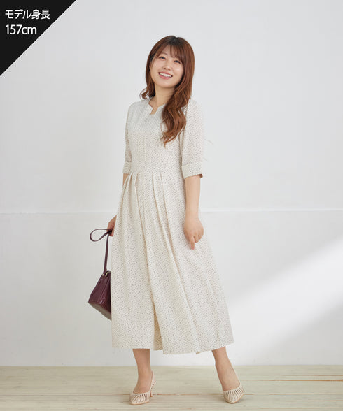 変形ドット柄ワンピース