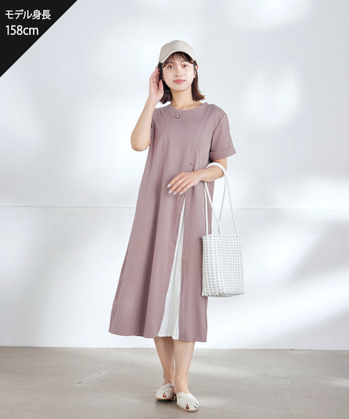 【UVケア・接触冷感】“あまラク” アシメプリーツカットソーワンピース
