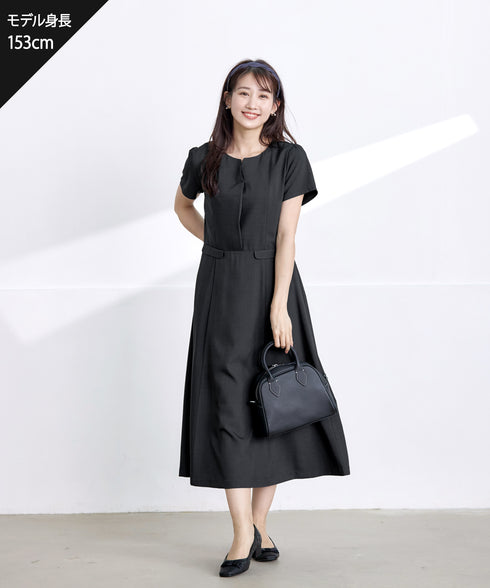 【小倉優子さん着用】フラップポケットミディアム丈フレアワンピース