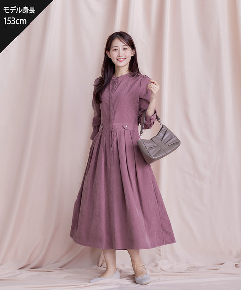 ピーチスキンバンドカラーワンピース