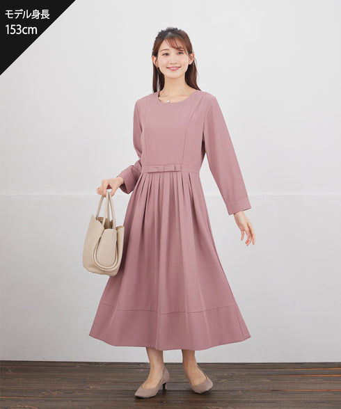 リボンベルトフレアワンピース