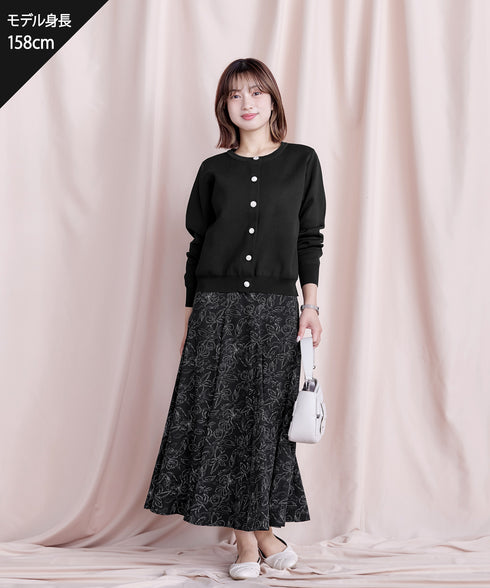 中空糸ビジューボタンカーディガン