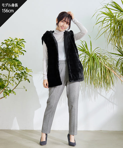 【安田美沙子さん着用】T/R両面起毛ストレッチパンツ