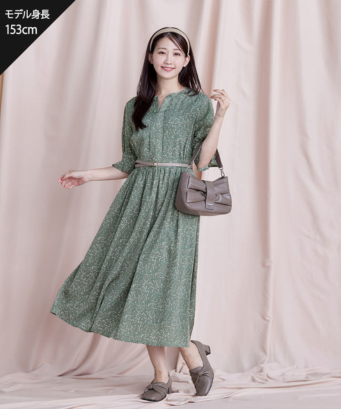 キャンディースリーブ花柄ワンピース