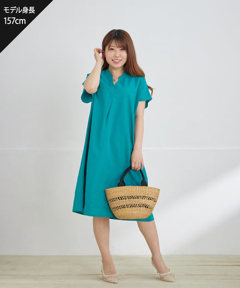 リネンミックススキッパーシャツワンピース