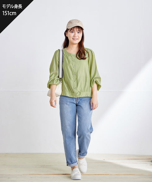 パールボタンシアーブルゾン