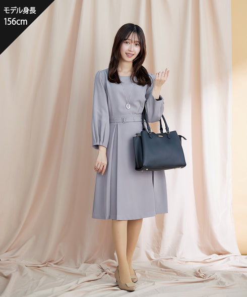 【アウトレット】ダブルストレッチ│ベルト付きタックスカート