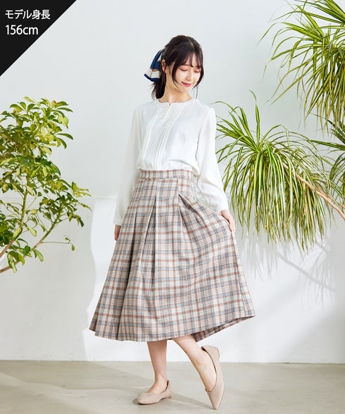 【クリアランスセール】ピンタック配色ブラウス