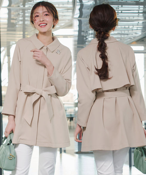 ステンカラーフレアミドルコート