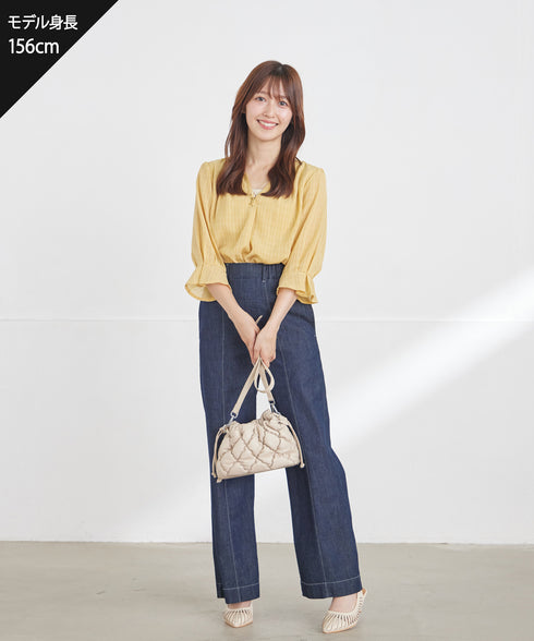 【おのののかさん着用】TCデニム切替ワイドストレートパンツ
