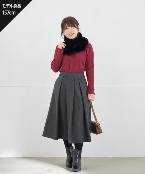 【新色追加】 ウール調タックスカート