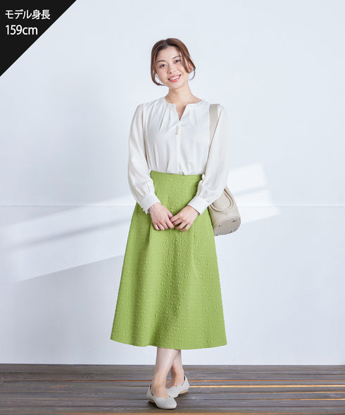 【クリアランスセール】スキッパー衿ボタンブラウス